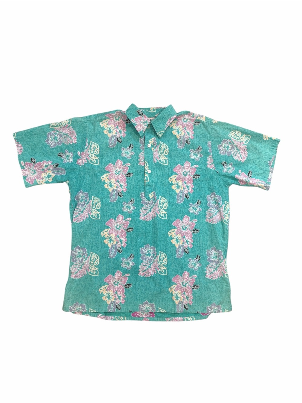 Vintage Go Barefoot Hawaiian Print Pullover Collared Shirt - 7